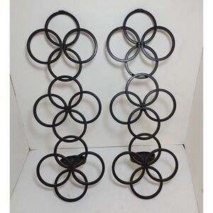 Pair Metal Wall Sconce Tealight Candle Holder Ornate Circular Rustic Farmhouse 2